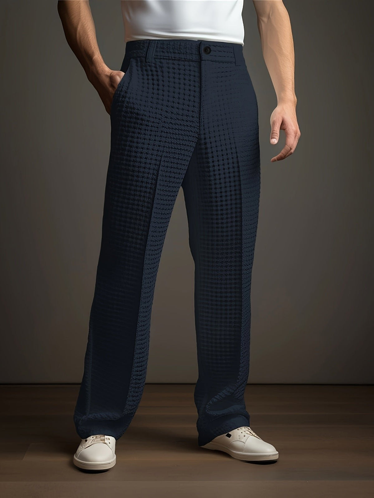 Men's Straight Leg Dress Trousers - Navy