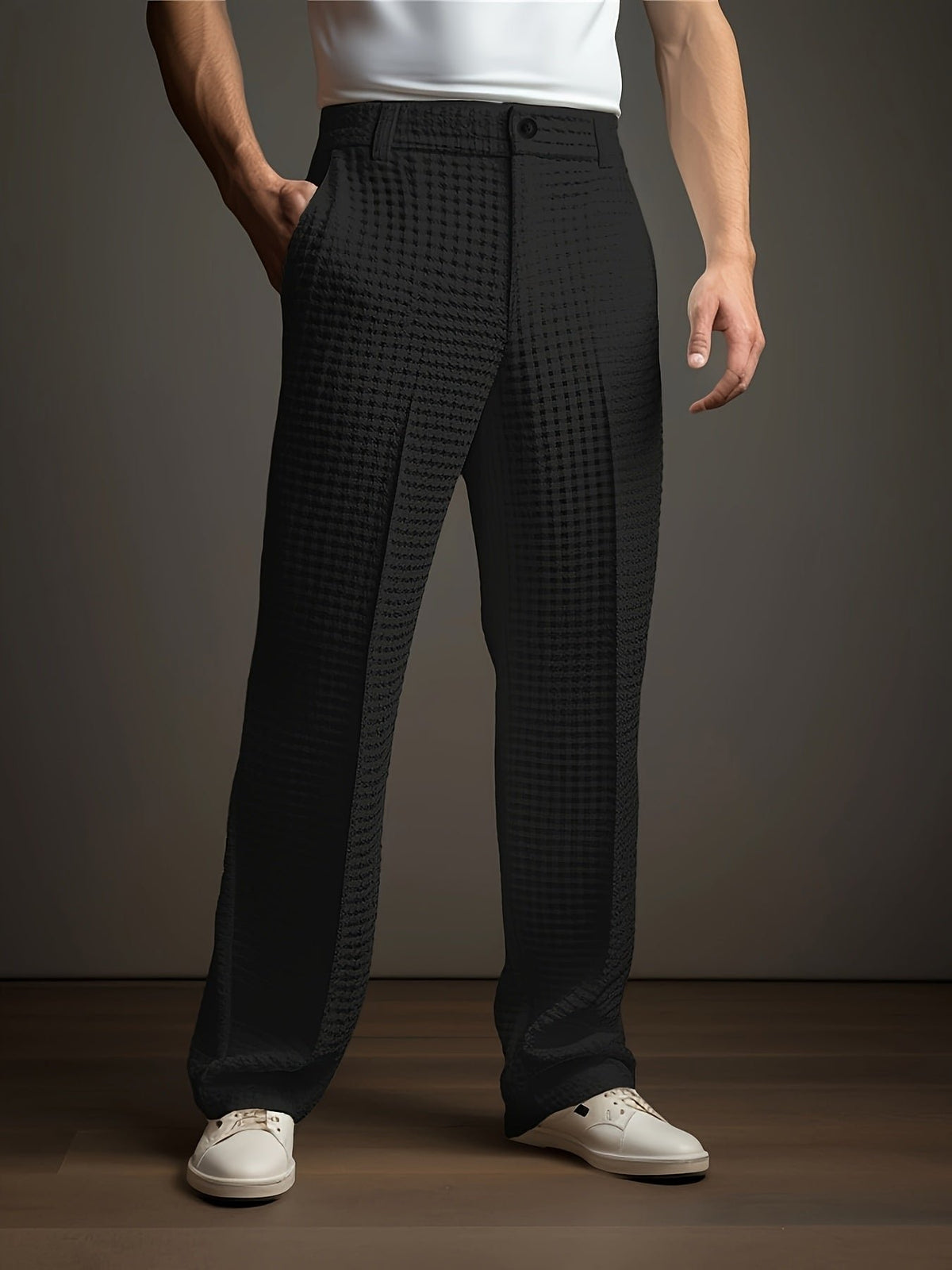 Men's Straight Leg Dress Trousers - Black