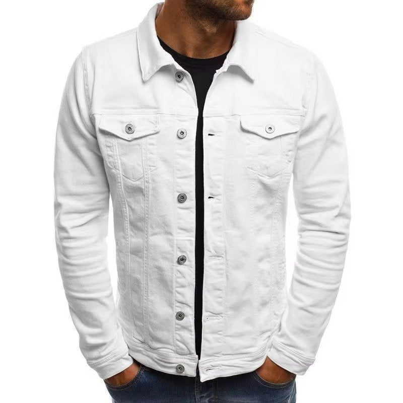 Men's Slim Fit Denim Trucker Jacket - White