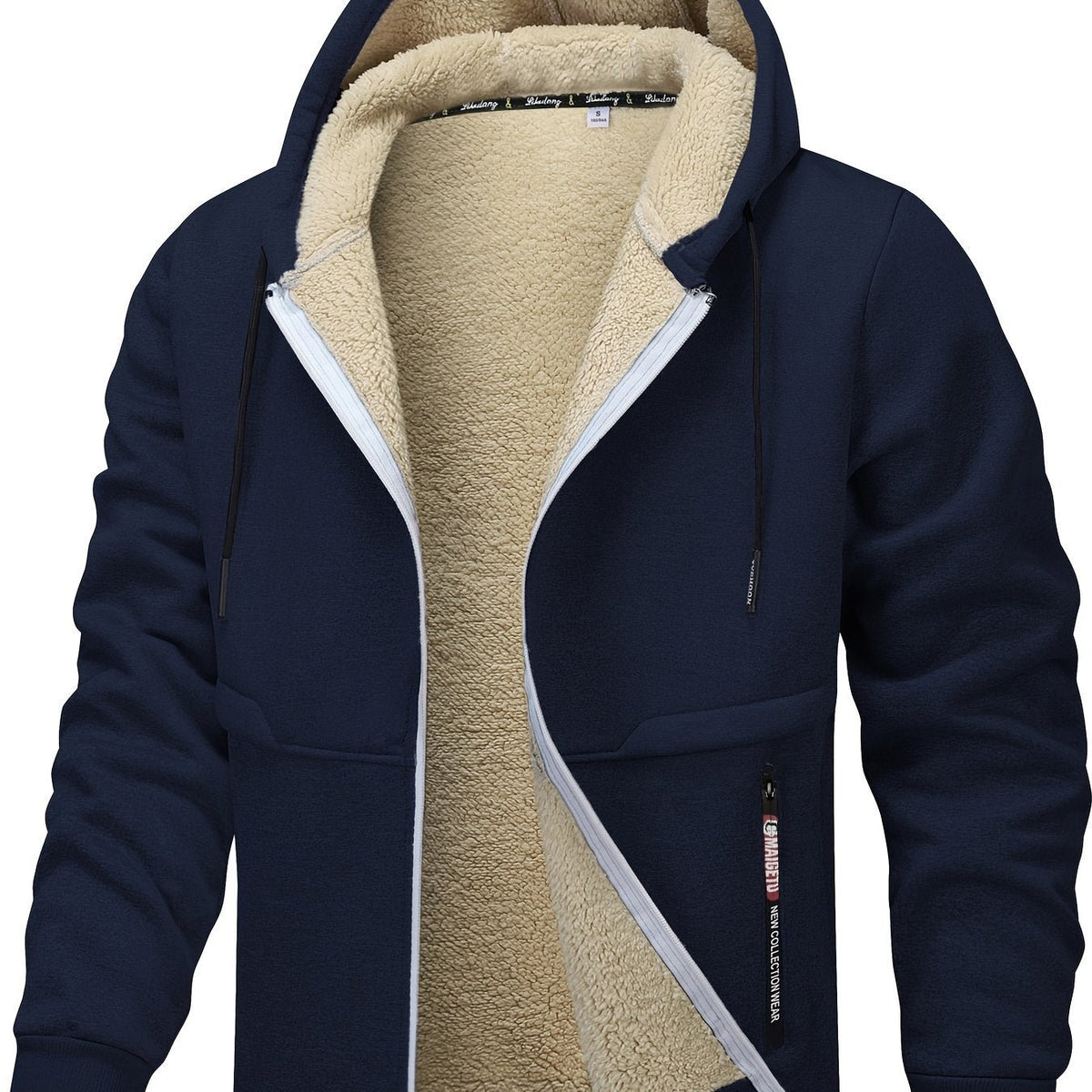 Men's Sherpa-Lined Zip Hoodie - Navy