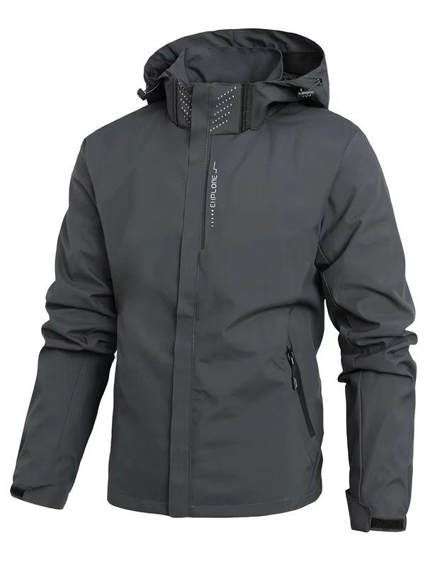 Men's Hooded Windbreaker Jacket - Gray