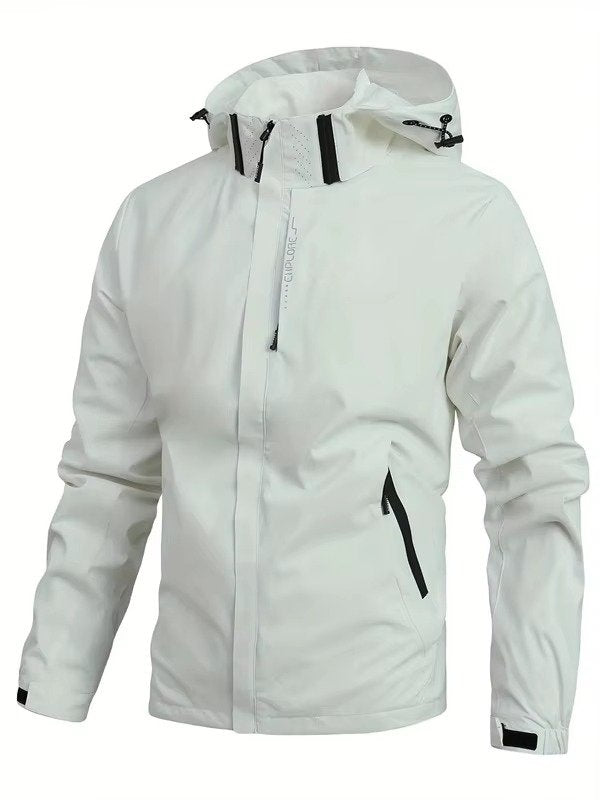 Men's Hooded Windbreaker Jacket - White
