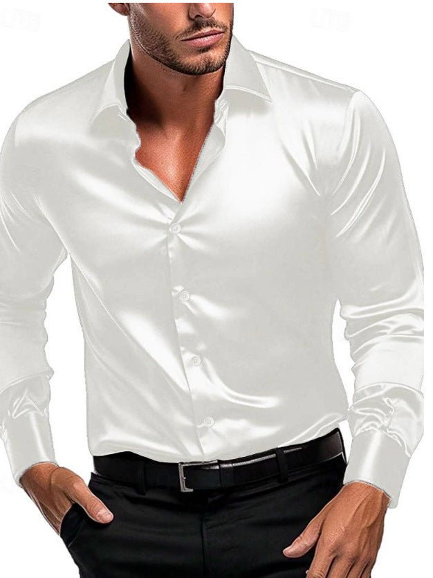 Men's Long Sleeve Slim Satin Dress Shirt