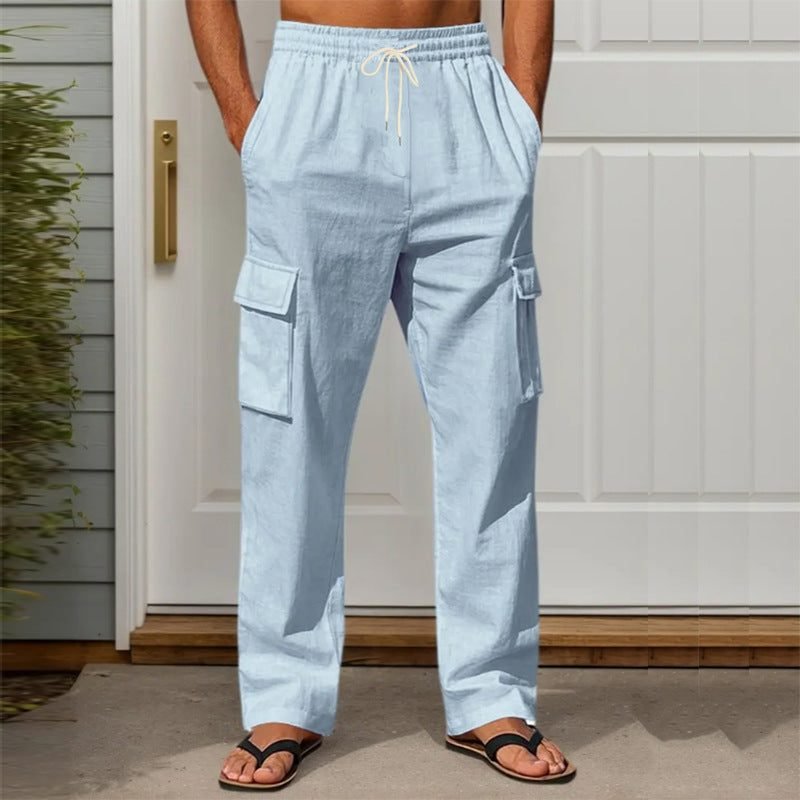 Men's Linen Blend Cargo Trousers