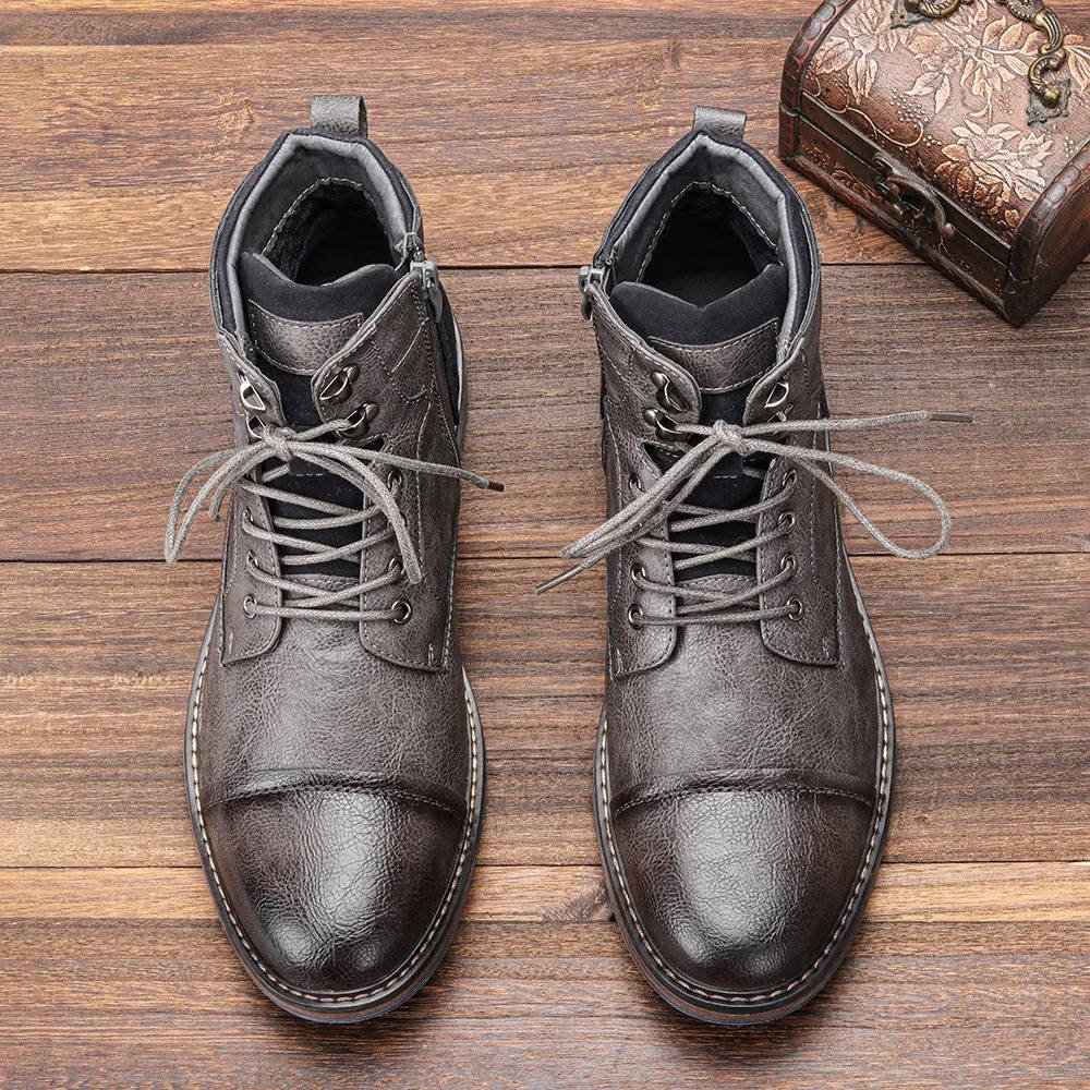 Men's Leather Lace-Up Ankle Boots