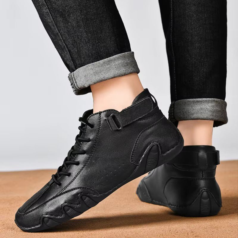 Men's Suede High-Top Trainer Boots - Black