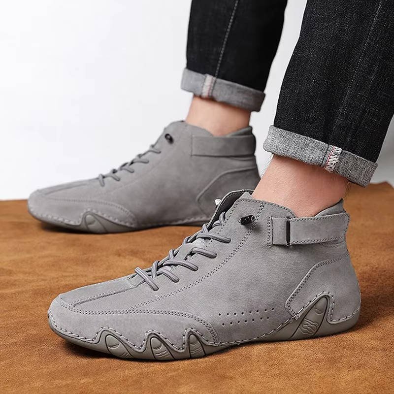 Men's Suede High-Top Trainer Boots - Gray
