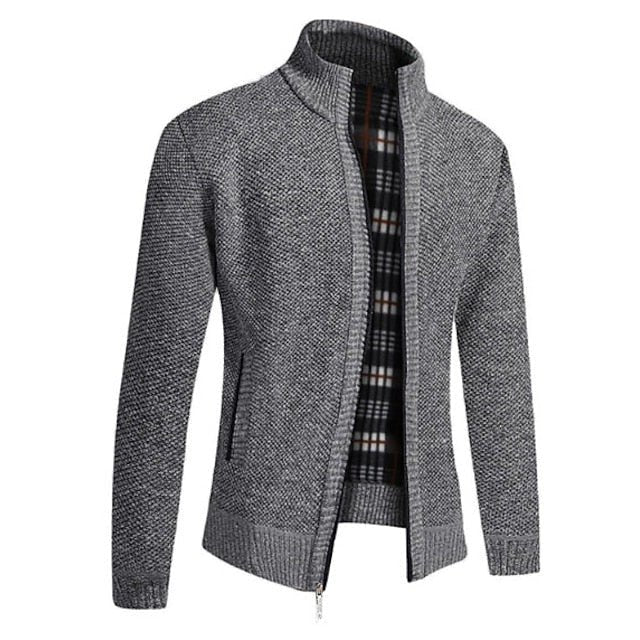 Men's Wool Zip Cardigan - Gray