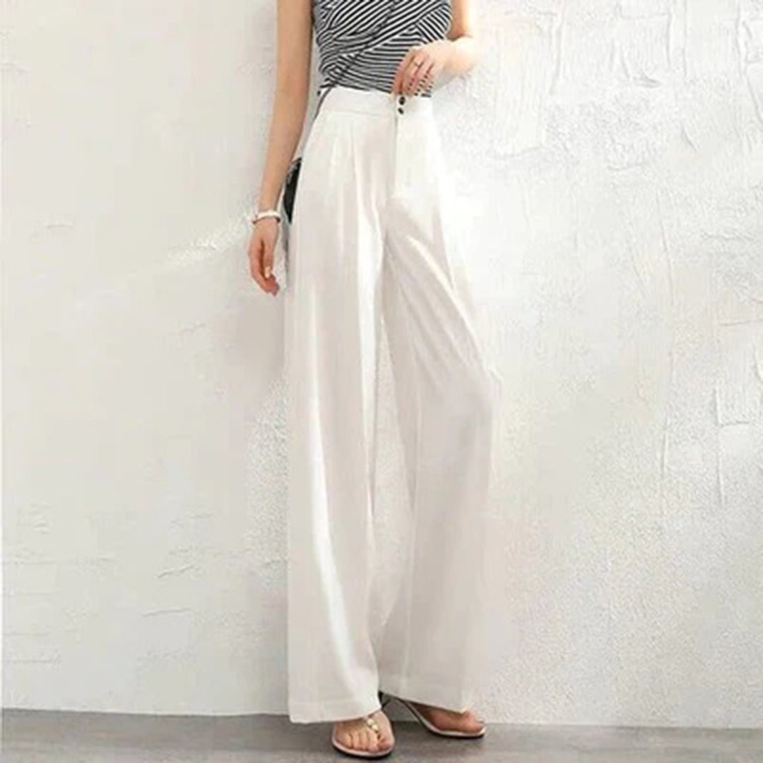 Women's High-Waisted Wide-Leg Trousers - White