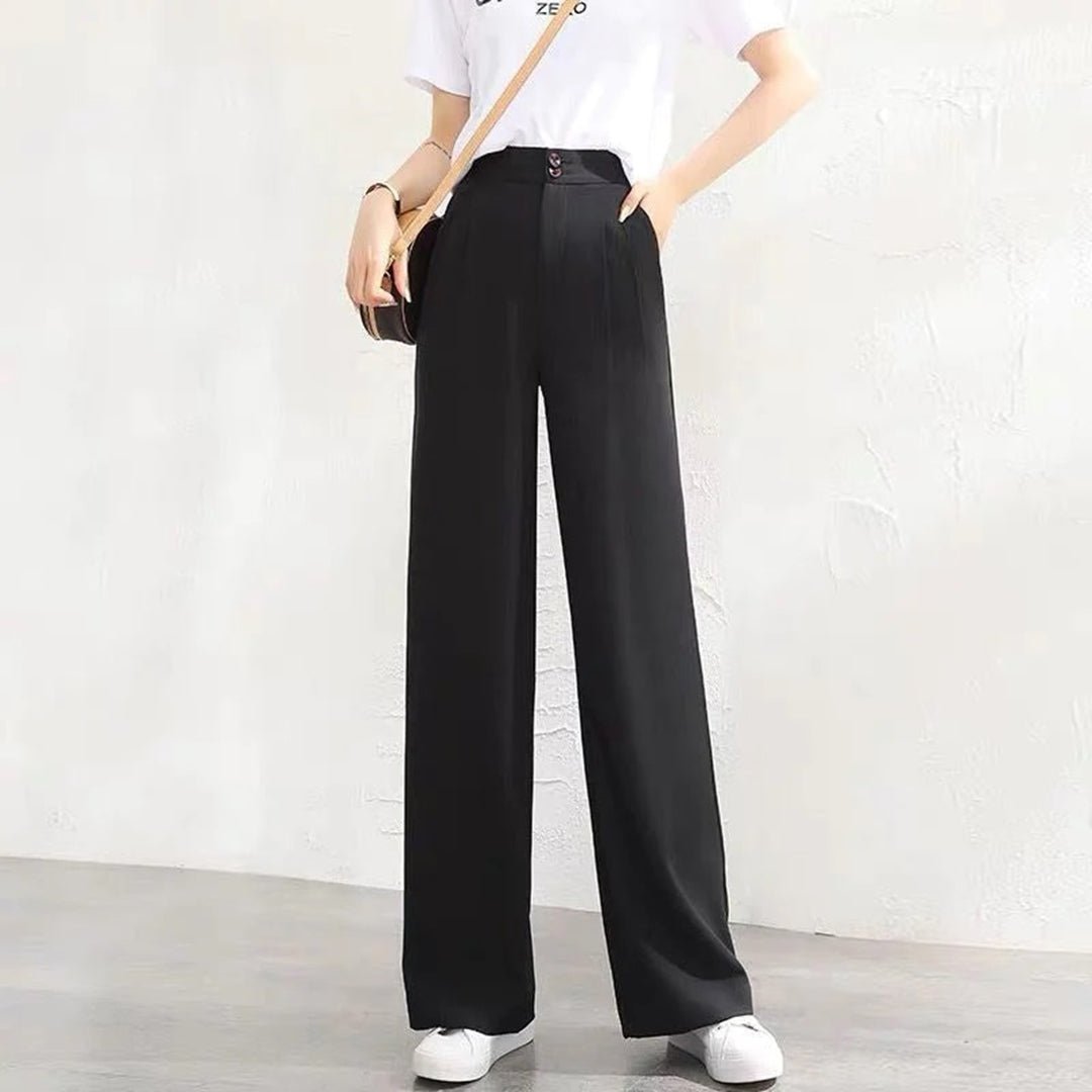Women's High-Waisted Wide-Leg Trousers - Black