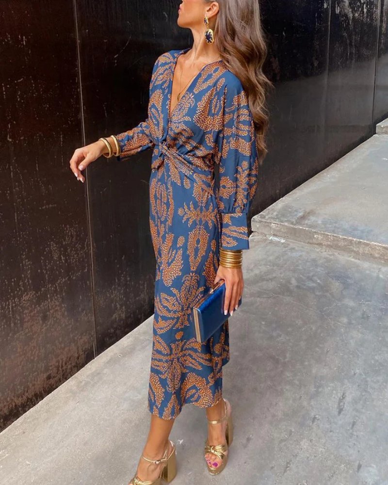 Women's Paisley Satin Midi Dress