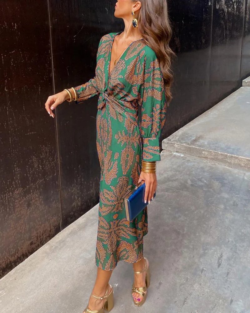 Women's Paisley Satin Midi Dress