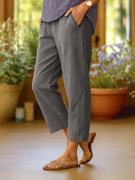 Women's Cropped Trousers - Gray