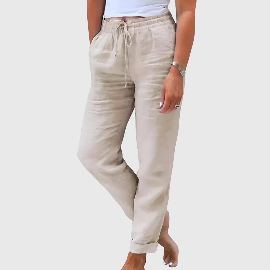 Women's Cropped Trousers - Beige