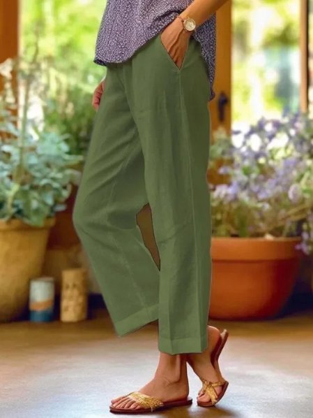 Women's Cropped Trousers - Green