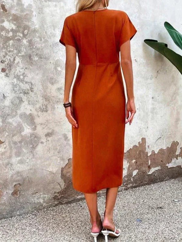 Women's Satin Wrap Midi Dress