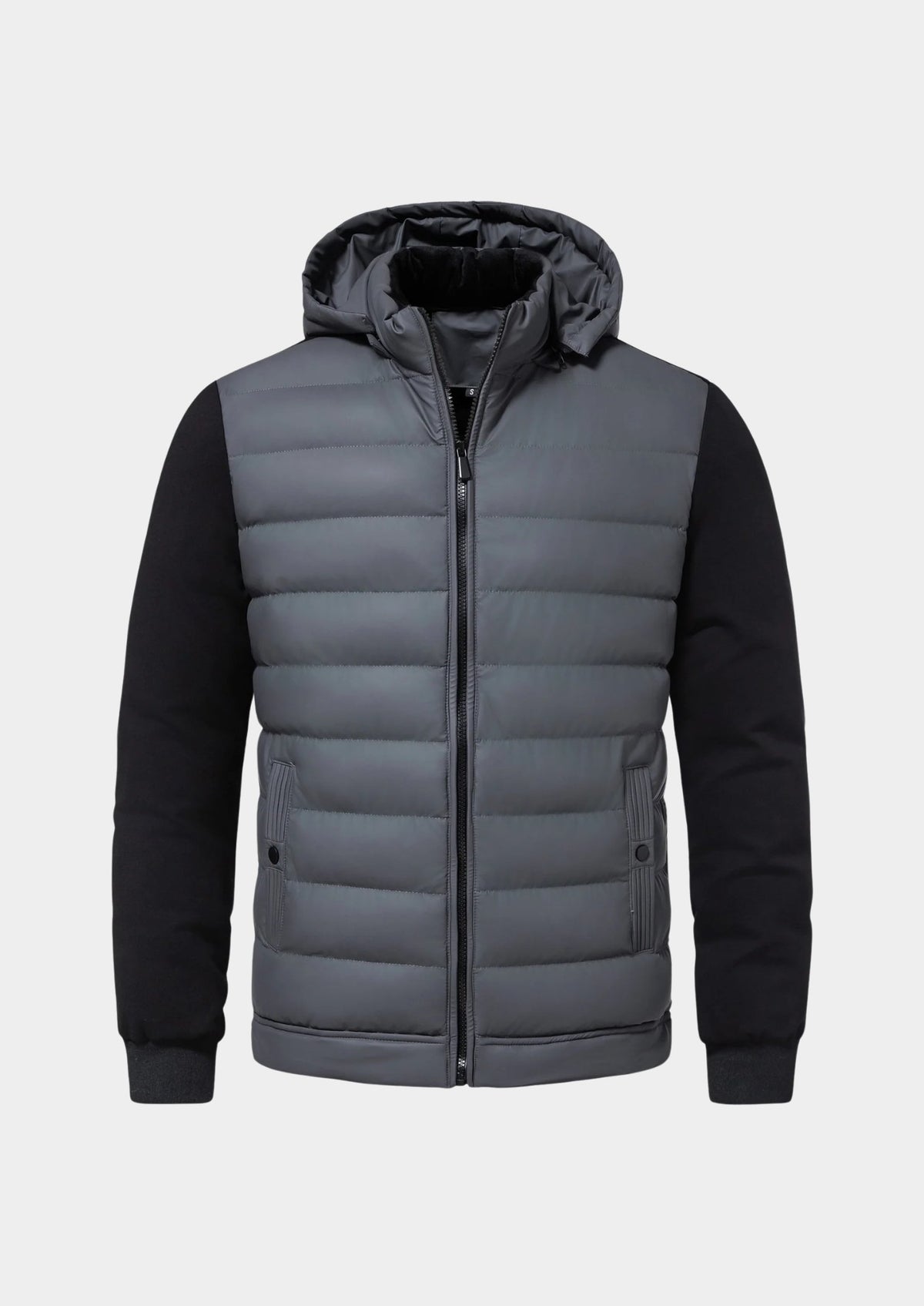 Men's Hooded Puffer Jacket - Gray