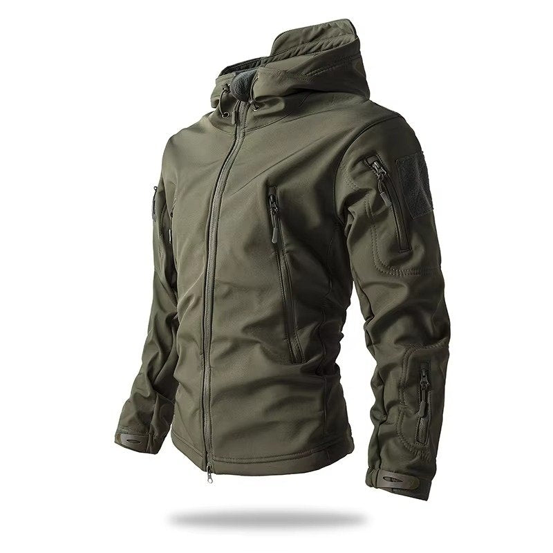 Men's Tactical Softshell Hooded Jacket - Army Green