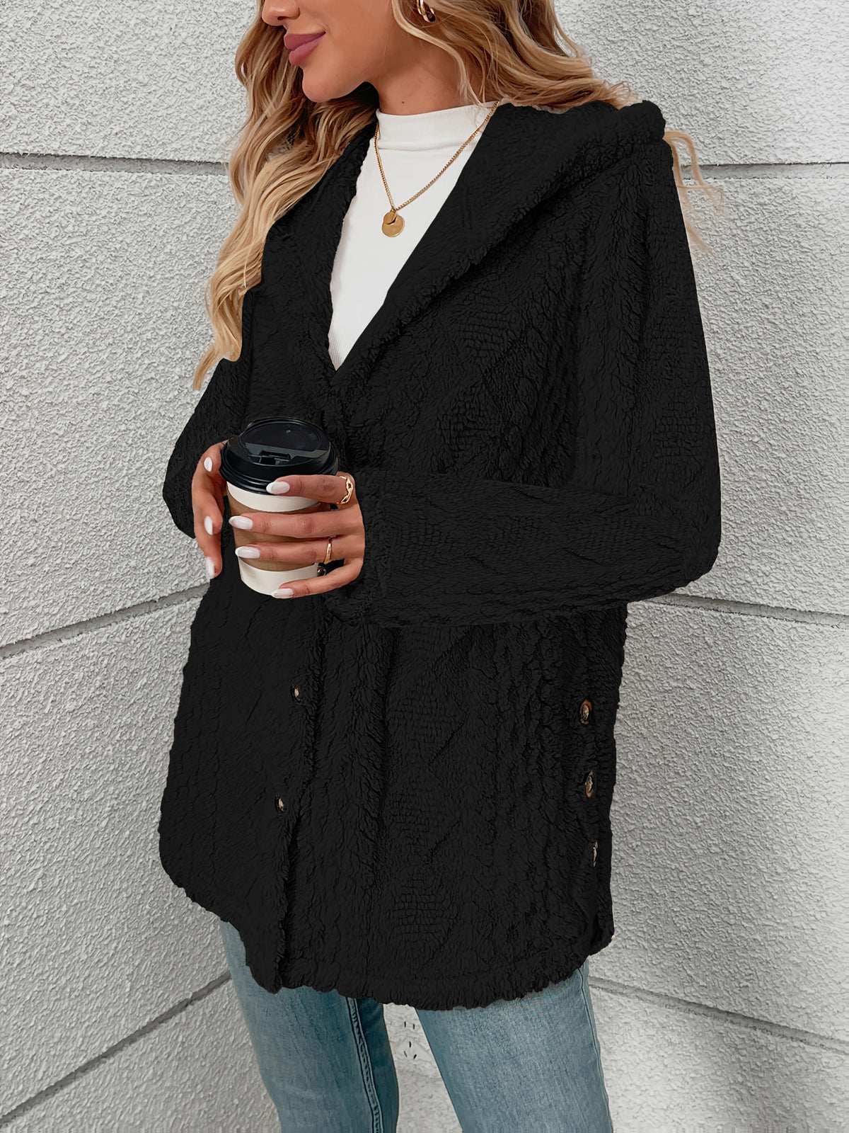 Women's Textured Hooded Cardigan