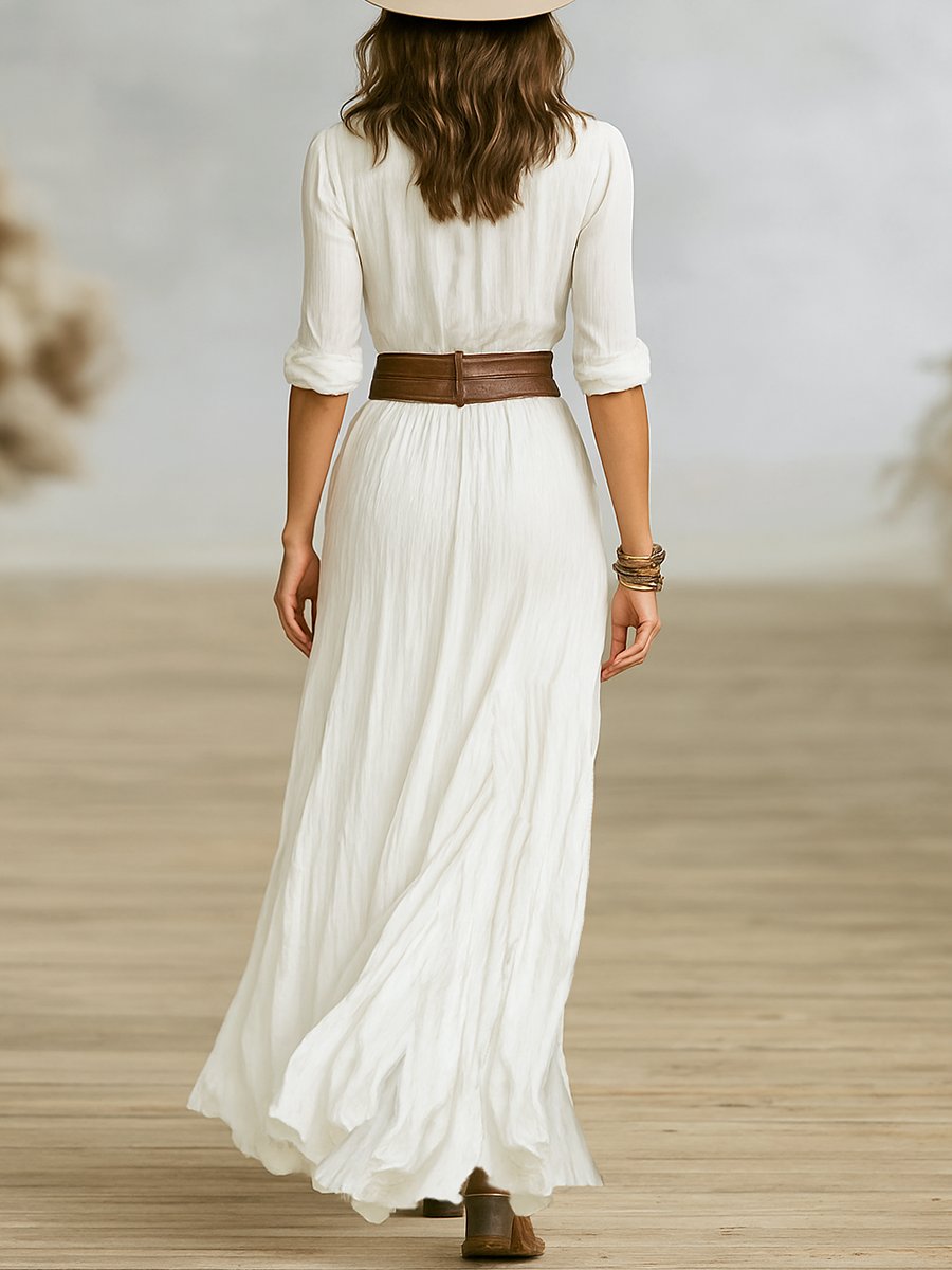 Women's Long Sleeve Maxi Shirt Dress