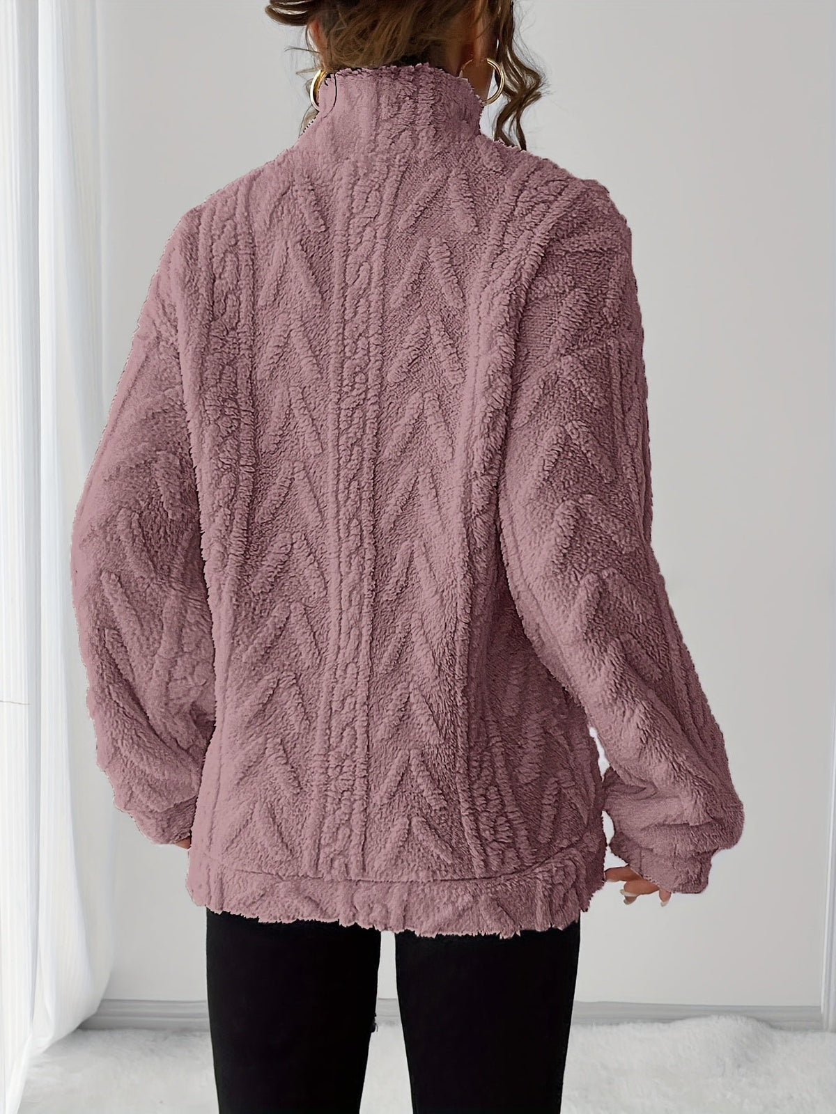 Women's Oversized Quarter-Zip Fleece Jumper