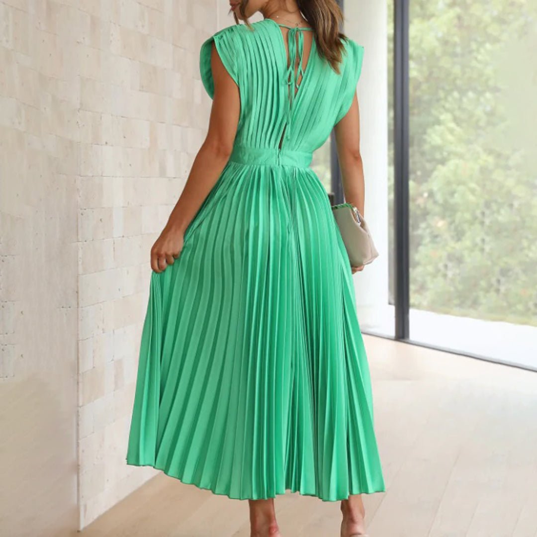 Women's Pleated Satin Wrap Dress