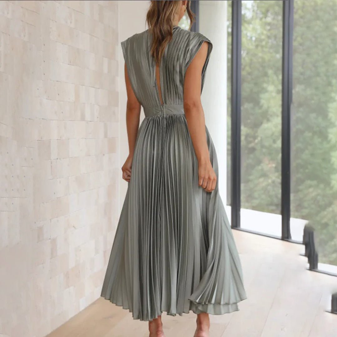 Women's Pleated Satin Wrap Dress