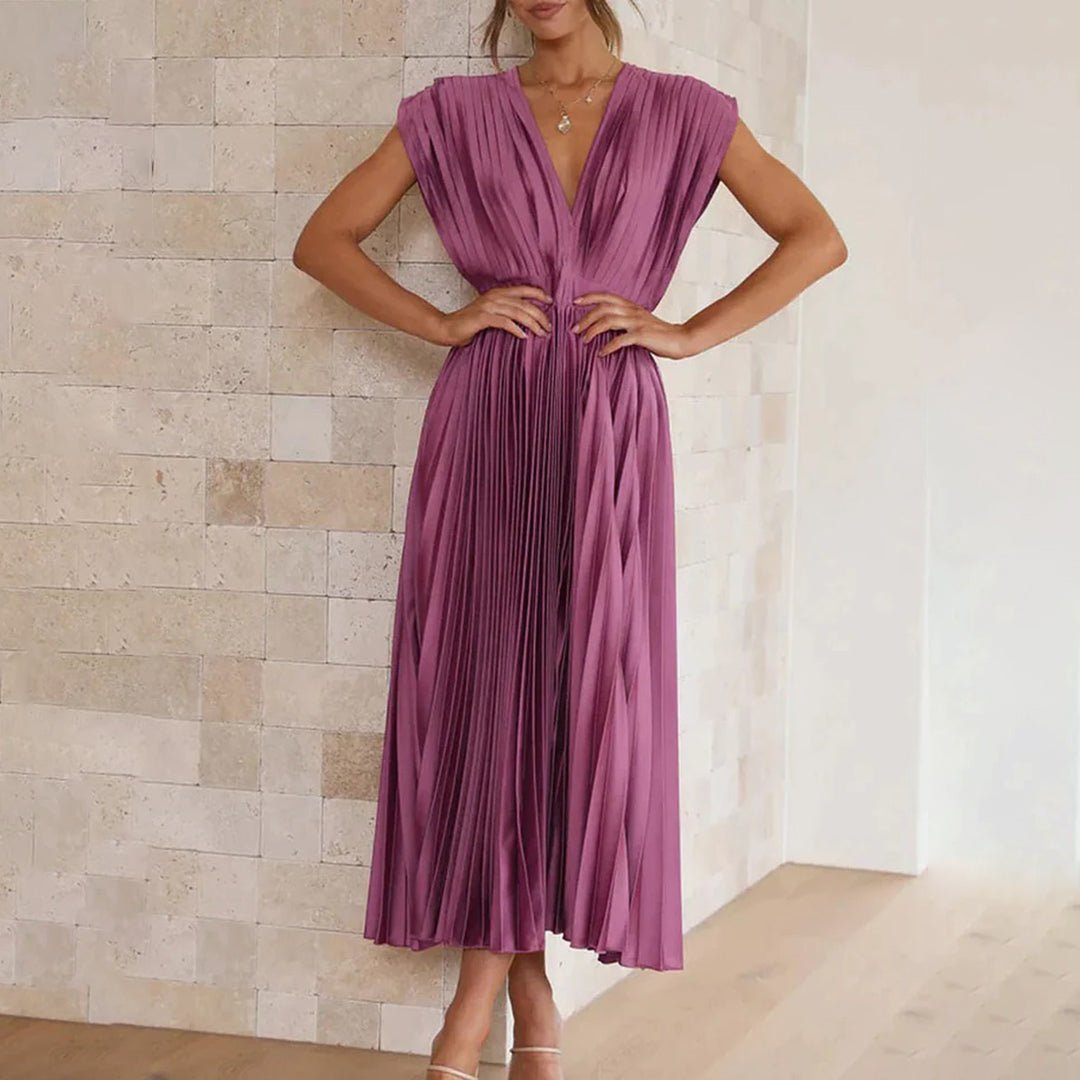 Women's Pleated Satin Wrap Dress