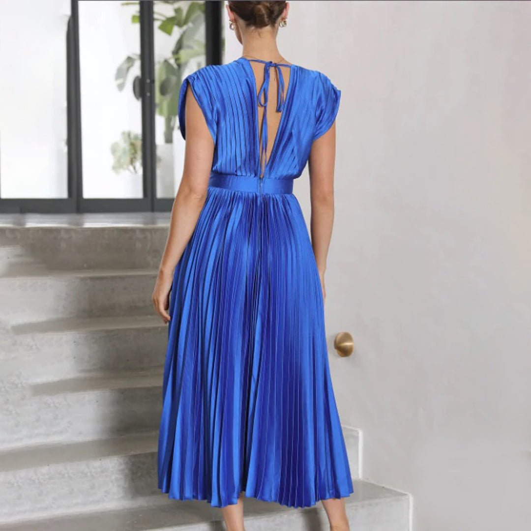 Women's Pleated Satin Wrap Dress