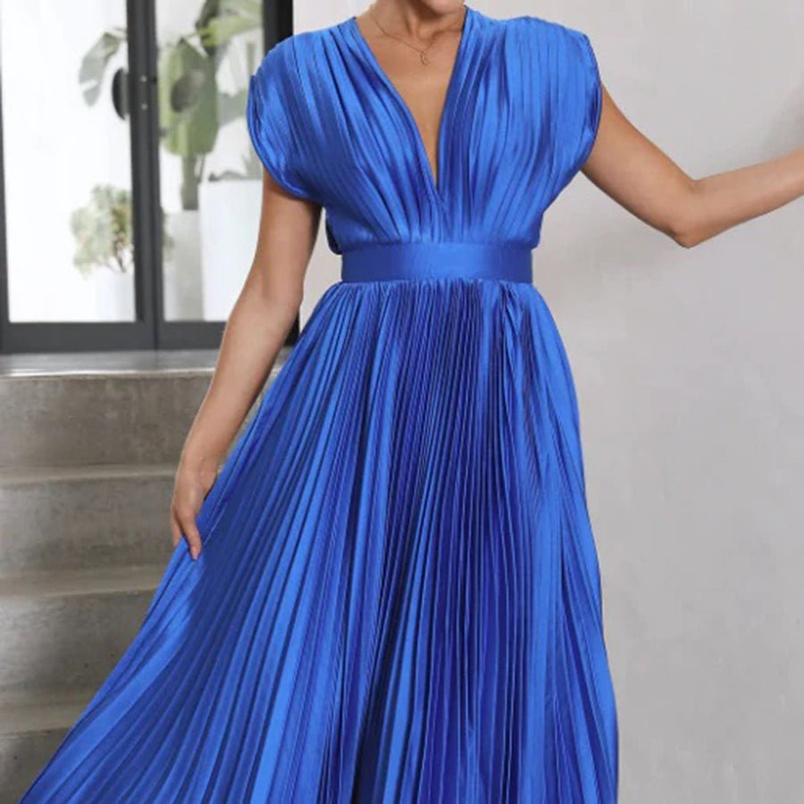 Women's Pleated Satin Wrap Dress