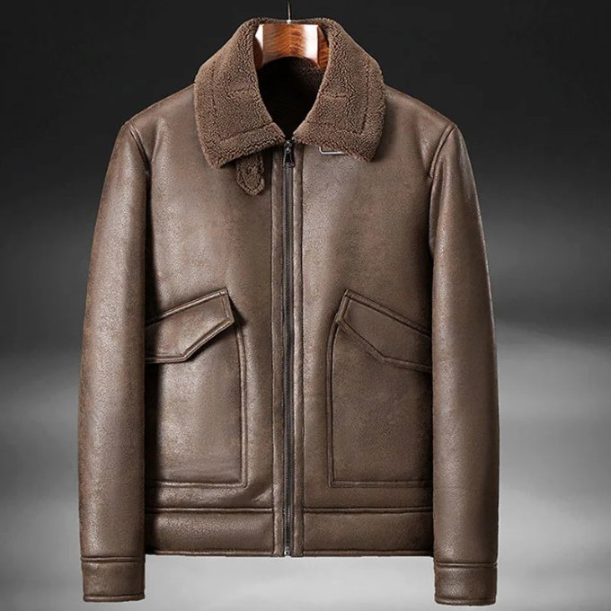 Men's Leather Bomber Jacket