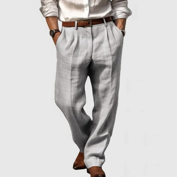 Men's Pleated Trousers - Light gray