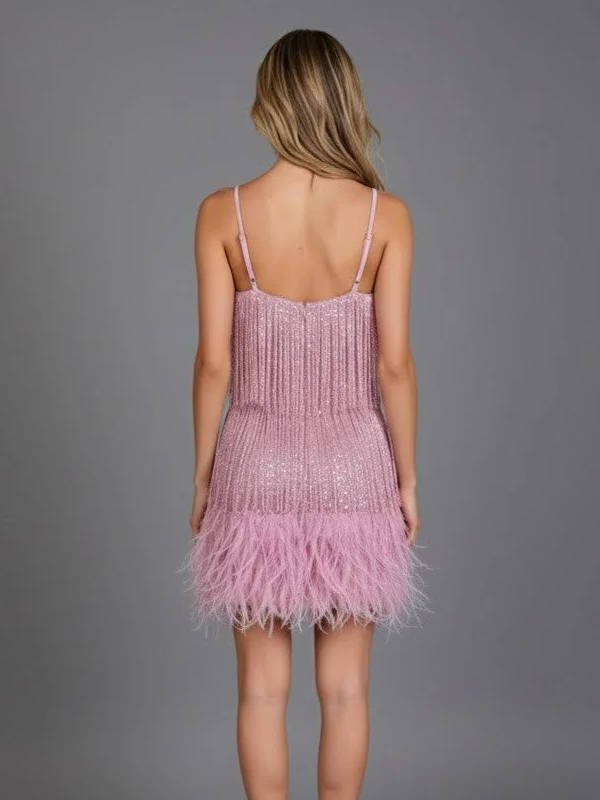 Women's Beaded Fringe Mini Party Dress