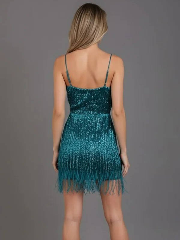 Women's Beaded Fringe Mini Party Dress