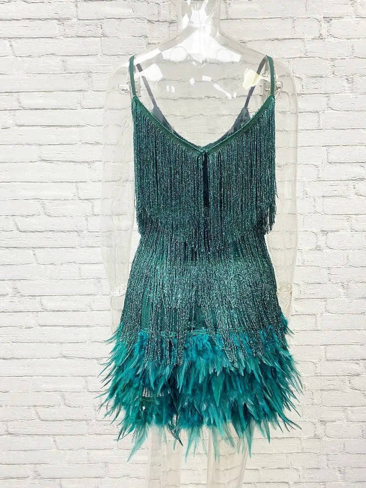 Women's Beaded Fringe Mini Party Dress