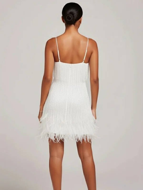 Women's Beaded Fringe Mini Party Dress