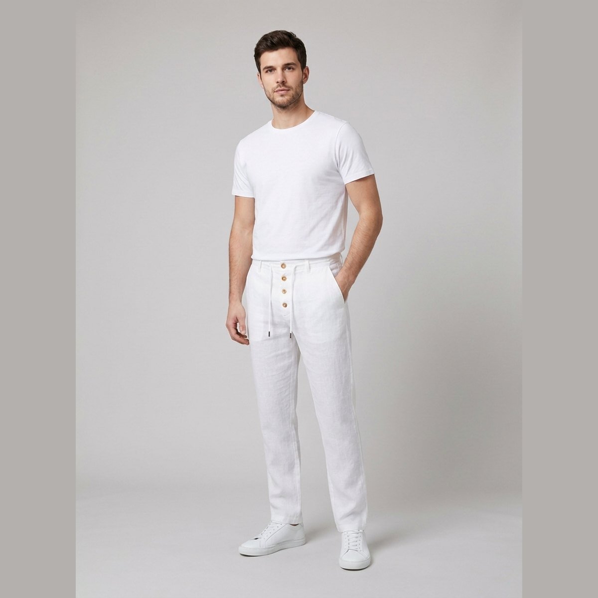 Men's Drawstring Trousers - White