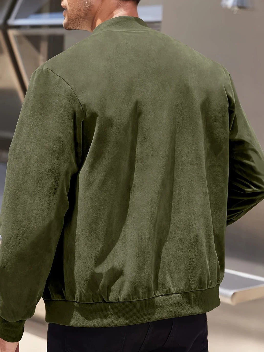 Men's Faux Suede Bomber Jacket