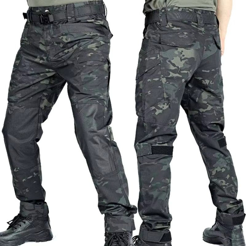 Men's Tactical Cargo Trousers - Gray Camo