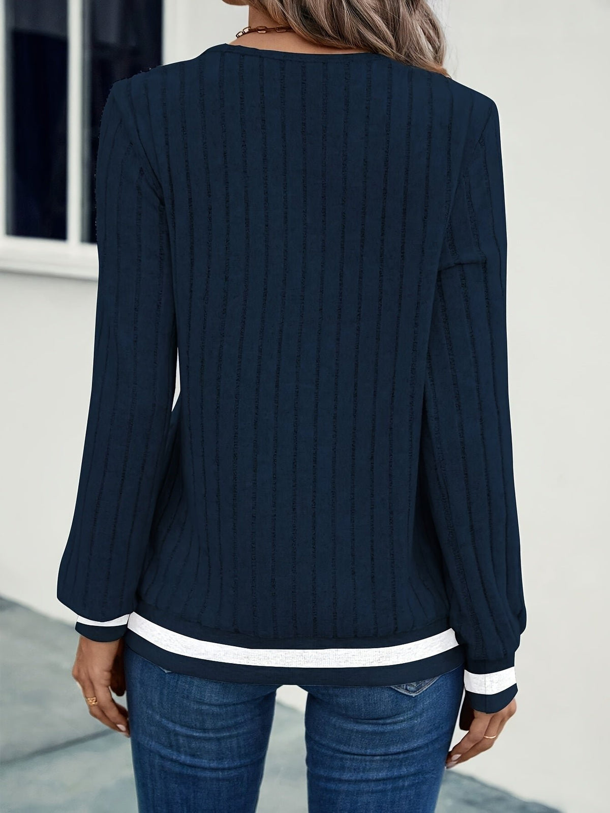 Women's Long Sleeve V-Neck Jumper Top