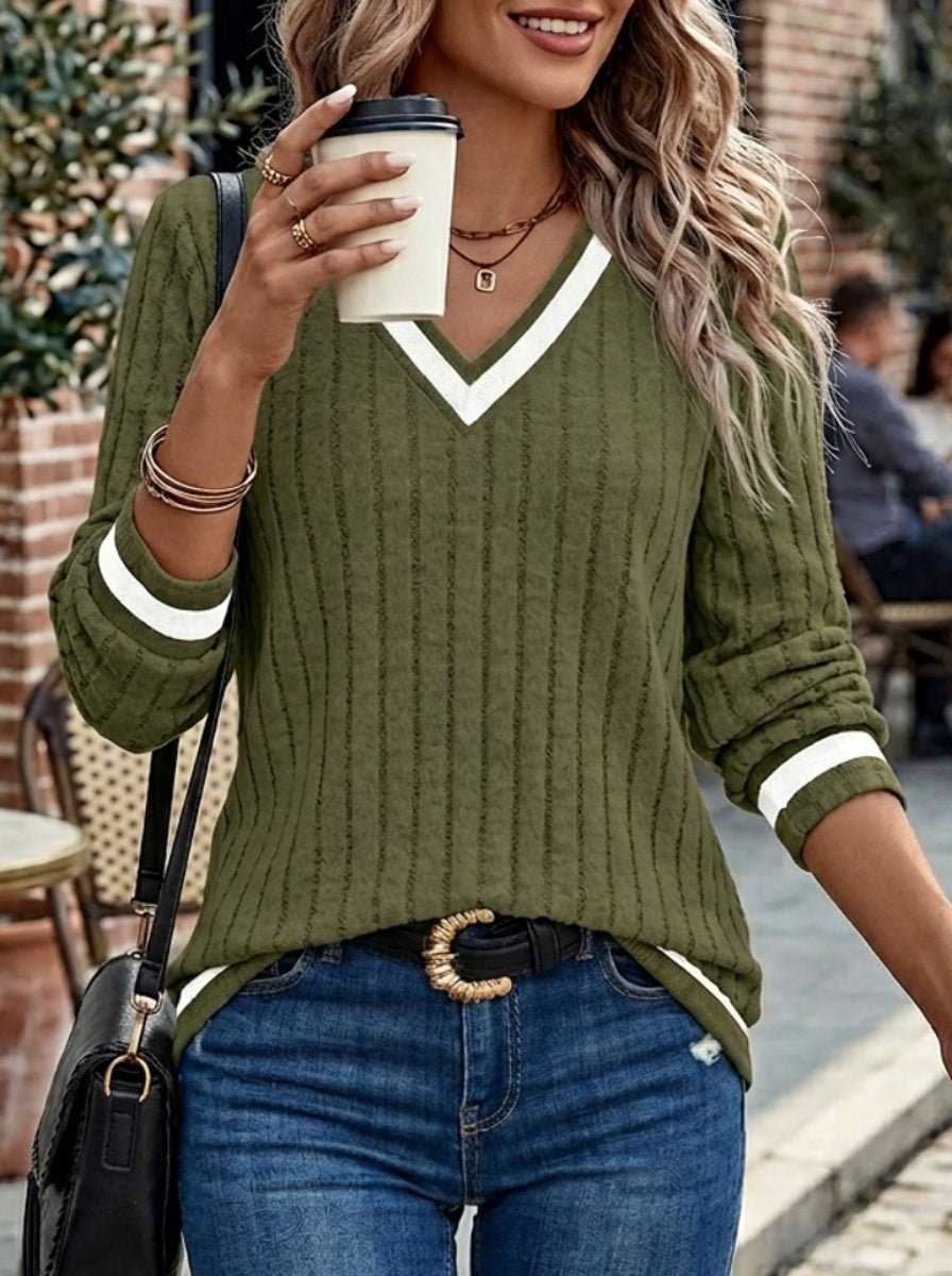 Women's Long Sleeve V-Neck Jumper Top