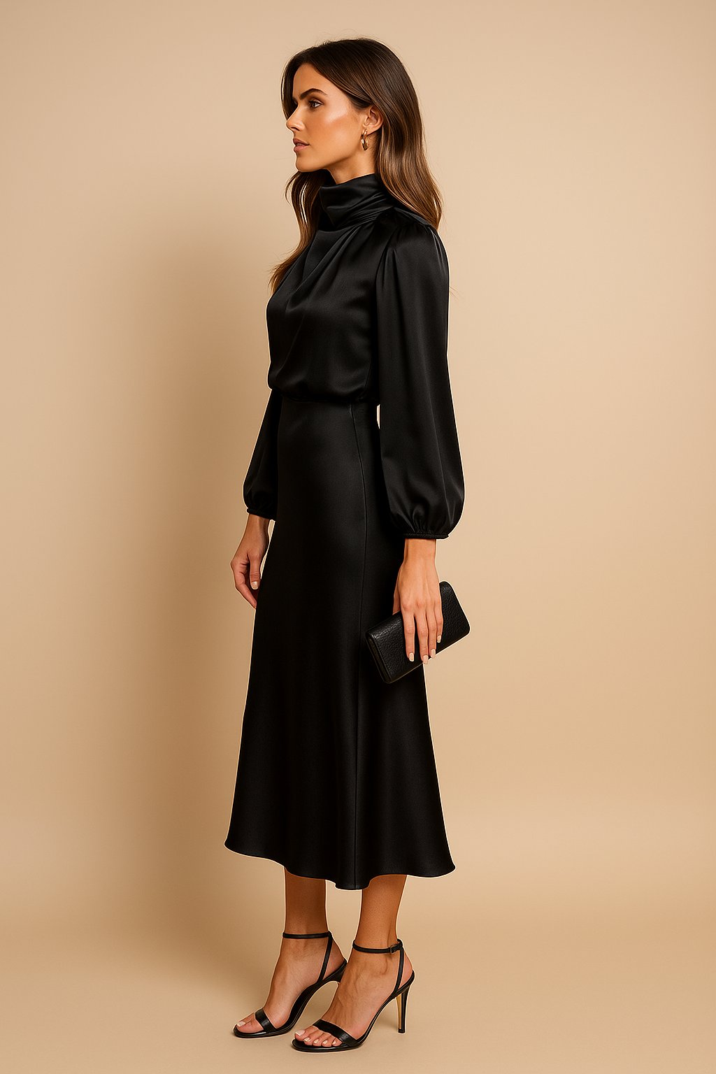 Women's Cocktail Satin Midi Dress