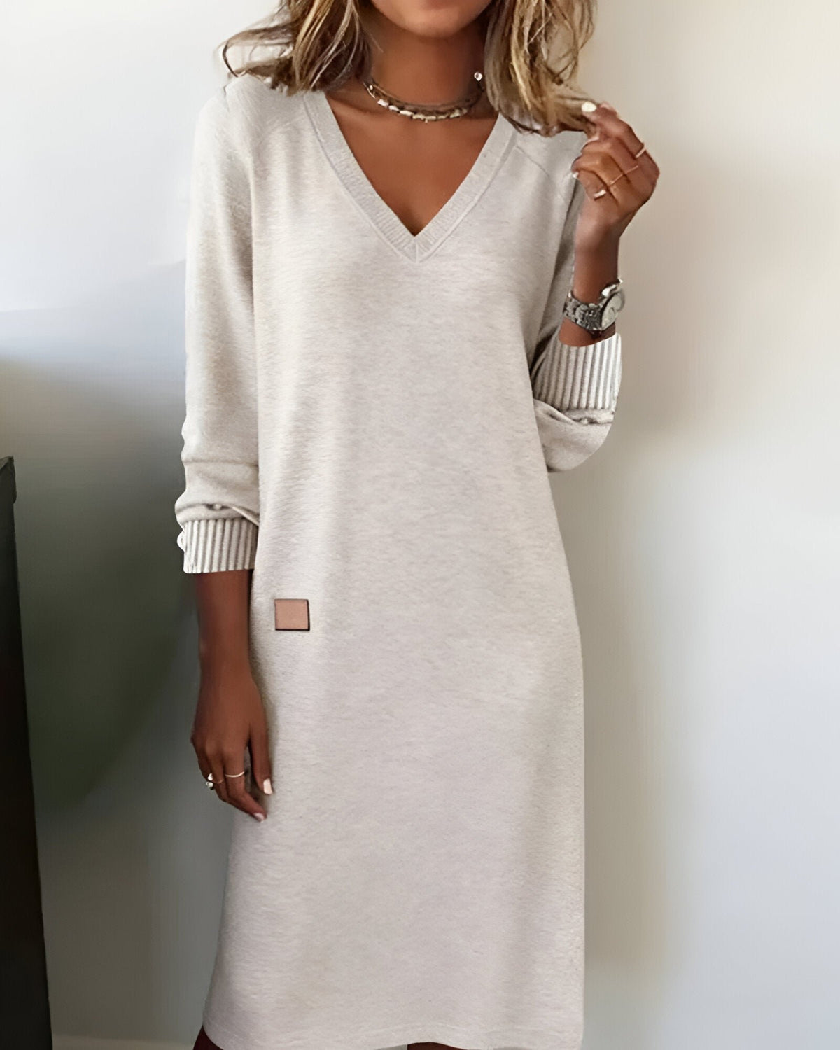 Women's Oversized Midi Jumper Dress - Oatmeal