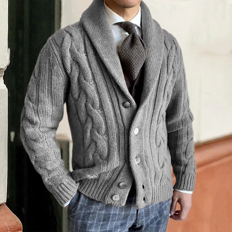 Men's Slim Wool Cardigan - Gray