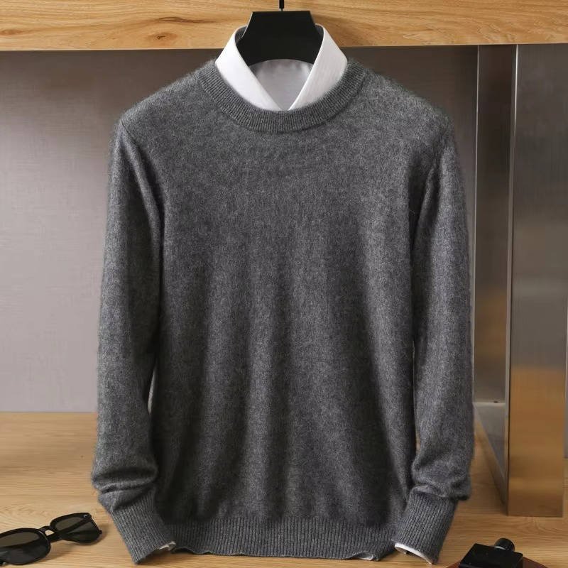Men's Wool Crew Neck Jumper - Dark Gray