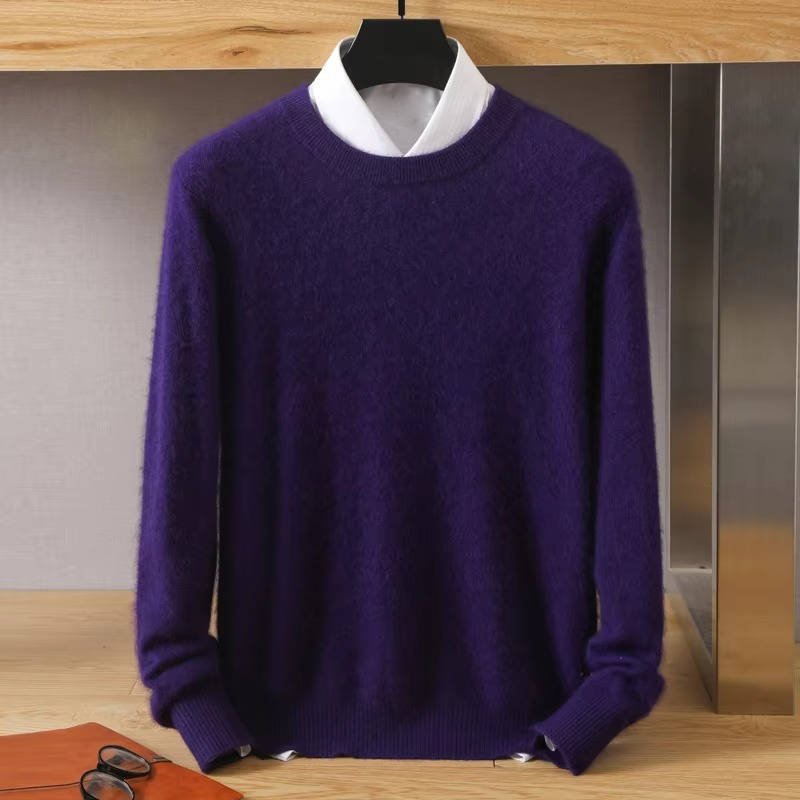 Men's Wool Crew Neck Jumper - Lavender