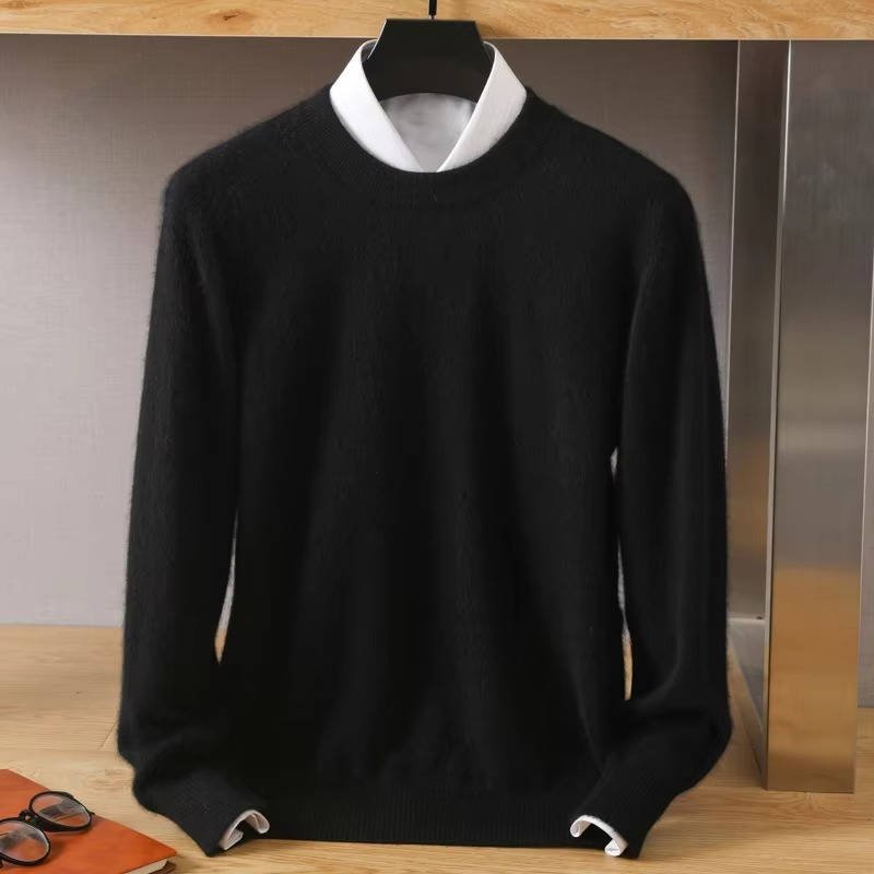 Men's Wool Crew Neck Jumper - Black