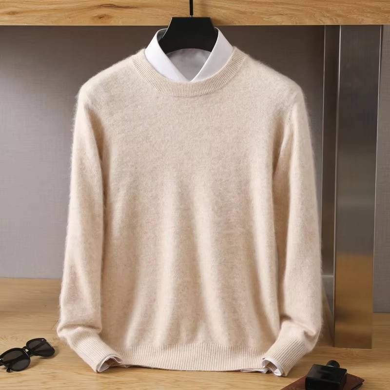 Men's Wool Crew Neck Jumper - Camel