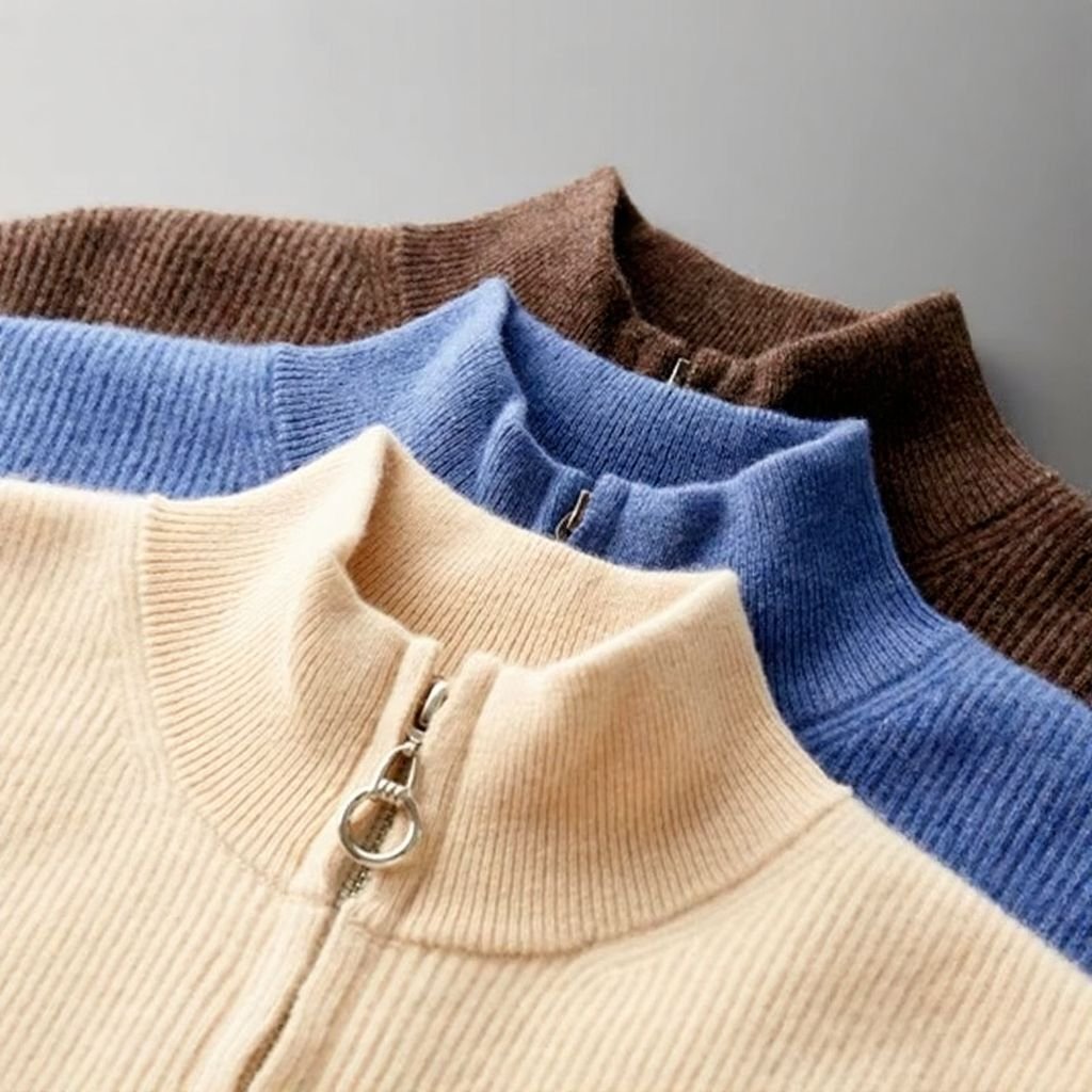 Men's Wool Zip-Up Cardigan
