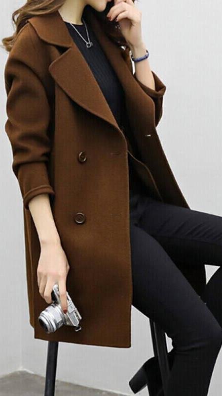 Women's Oversized Wool Coat - Brown